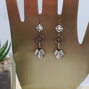 Multifaceted Diamond and Gold Drop Earrings